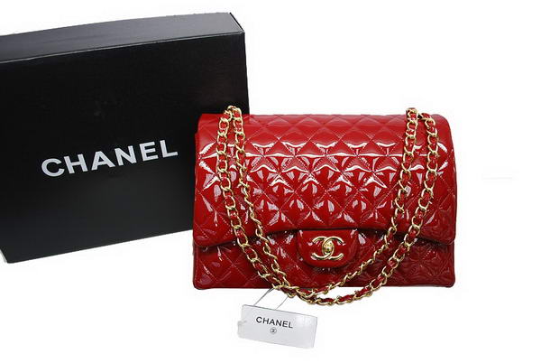AAA Chanel Maxi Double Flaps Bag A36098 Red Original Patent Leather Gold Online